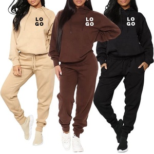 Completo Casual da Donna in Cotone Pesante 100% - Felpa con Cappuccio e <span class=keywords><strong>Pantaloni</strong></span> Sportivi Tinta Unita, Set 2 Pezzi per l'Autunno - Product Image 6