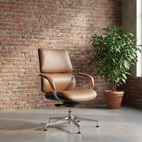 Chaise de bureau classique de luxe, réglable, extensible, imperméable, inclinable, pivotante, en cuir marron moderne