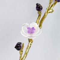 Sculpture d'arbre en métal et cristal de luxe avec base en marbre, accent en cristal naturel, décoration pour la maison, le bureau, le hall d'hôtel, usine OEM ODM