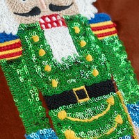 Casse-Noisette Broderie à paillettes Housse de coussin personnalisée avec passepoil Taie d'oreiller décorative en velours doux pour les vacances de Noël