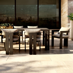 Ensemble de salle à manger d'extérieur contemporain en aluminium, 6 places, résistant aux intempéries, meubles de jardin, table et chaises de patio - Product Image 1