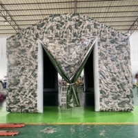 Tente de camping gonflable portable pour 10 personnes, avec auvent camouflage en PVC d'origine, imperméable et pare-soleil, pour l'extérieur
