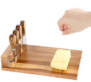 Plateau à fromage et planche à découper carrée en bambou, ensemble de plateau à fruits pour le petit-déjeuner avec emballage combiné - Product Image 1