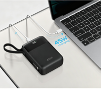 Batterie externe haute capacité 20000mAh 2-en-1 avec câble, charge rapide 45W, entrée/sortie Type-C
