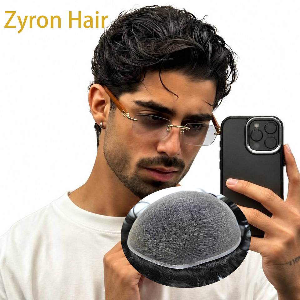 Undetectable Full Lace Mens Toupee Bleached Knots European Remy Human ...