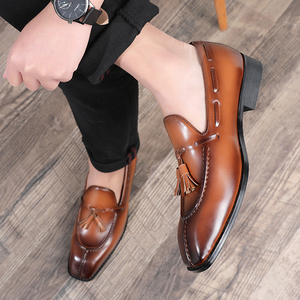 Chaussures décontractées en cuir pour hommes, mocassins Penny britanniques à bout pointu, tendance, chaussures plates habillées pour hommes - Product Image 3