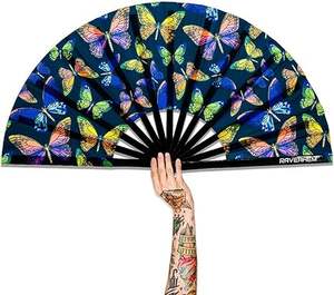 Grand éventail à main de 33 cm en bambou avec décorations peintes pour la maison, les entreprises ou comme cadeau promotionnel, souvenir fait main - Product Image 6