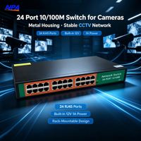 Commutateur Ethernet Full-Duplex 24 ports 10/100 Mbps ANPA AP-5024, boîtier métallique pour montage en rack, 12 Gbit/s, Plug & Play, empilable, QoS, en stock, garantie 2 ans