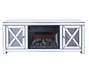 Luxury 2 Door Crystal Mirror Crushed Diamond Insert Fireplace Surround <strong>Electric</strong> <strong>Fire</strong> <strong>TV</strong> <strong>Stand</strong> for Farmhouse Bedroom Living Room - Product Image 5