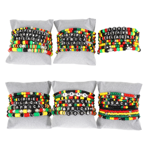Nouveau Bracelet Extensible Superposable Bohème en Perles Heishi Africaines et Jamaïcaines, en Plastique et Alliage de Zinc, pour Femmes <span class=keywords><strong>Rasta</strong></span>, Cadeau Juneteenth 2025 - Product Image 4