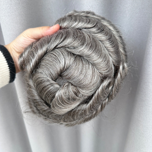 # Prótesis Capilar para <span class=keywords><strong>Hombre</strong></span>, Sistema <span class=keywords><strong>de</strong></span> Tupé, Base <span class=keywords><strong>de</strong></span> PU Delgada 365, 64 Colores, 90% <span class=keywords><strong>de</strong></span> Densidad, Cabello con Anclaje en V, 0.02, Blanco Grisáceo - Product Image 6