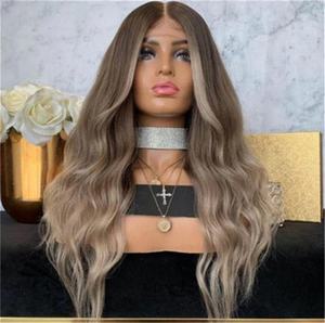 Parrucche frontali in pizzo HD di alta qualità in frassino Color <span class=keywords><strong>platino</strong></span> <span class=keywords><strong>biondo</strong></span> a doppia onda d'acqua - Product Image 4