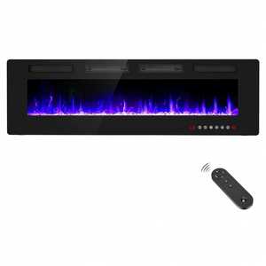<span class=keywords><strong>Cheminée</strong></span> électrique <span class=keywords><strong>murale</strong></span> encastrée 3D à flamme ultra-mince de 68 pouces (8 cm) certifiée CE avec deux sorties d'air pour la maison - Product Image 2