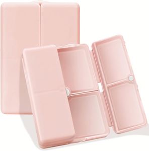 Organizador Diario, Estuche de Viaje Portátil con 7 Compartimentos [Diseño Plegable], Pastillero Magnético para Bolso o Bolsillo, Color Rosa Personalizado - Product Image 1
