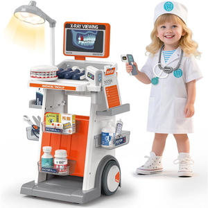 Ensemble de jouets de jeu de rôle pour enfants, médecin et infirmière, en plastique, comprenant des outils médicaux et des chariots à main avec des dents - Product Image 1