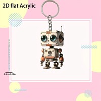 Gantungan Kunci Robot Mata Besar Gaya Punk Datar 2D Akrilik Retro Dekorasi Kreatif Aksesori Tali Ponsel Gantungan Kunci Liburan