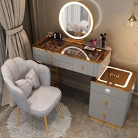 Meuble intelligent Zxm : Coiffeuse multifonctionnelle moderne et simple avec miroir, chaise et table connectée