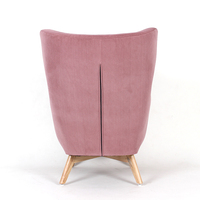 Fauteuil d'appoint MERRY MR-AC260 en velours rose poudré, capitonné losanges, avec pieds en bois massif écologique, idéal pour hôtel et salon moderne