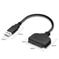 CeaMere USB 3,0 a SATA 22Pin Adaptador convertidor Cable para unidades SATA de 2,5 "adaptador de disco duro externo Usb 3,0 a Sata 3 Cable