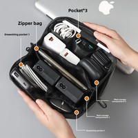 Organizador de Accesorios Digitales, Cable de Datos, Banco de Energía, Estuche para Auriculares, Bolsa de PVC de Gran Capacidad, Resistente al Desgaste, Impermeable, Bolsa de Aseo