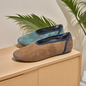 100% gamuza cuero <span class=keywords><strong>de</strong></span> vaca mujeres bailarina zapatos planos piel interior suave barco señora moda <span class=keywords><strong>Ballet</strong></span> mocasines logotipo personalizado tamaño grande fábrica - Product Image 1