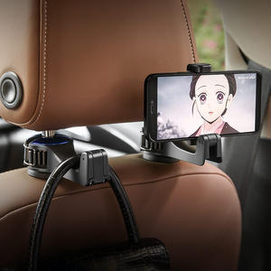 Crochet de siège auto Yiju avec support pour téléphone, plastique noir, rangement multifonctionnel pour appuie-tête du siège arrière - Product Image 2