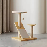 Arbre à chat en bois naturel, grand, au design unique, durable, avec griffoir en laine, maison pour chat, mobilier pour chat, écologique, luxueux, en carton