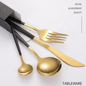 Đồ Dẹt Không Gỉ 18/10 Giá Tốt Nhất Với Tay Cầm Màu Trắng Quảng Châu Ý Món Tráng Miệng Dao Nĩa Muỗng Matt Bộ Dao Kéo Vàng - Product Image 4