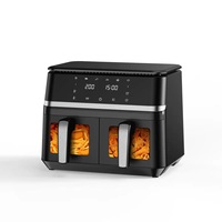 Friteuse sans huile grande capacité OEM, nouveau design 2026, 10-12 litres, pour pizzas, prête à être expédiée, pour petits restaurants, grande friteuse à air chaud