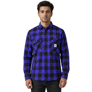 Camisa a cuadros de franela de algodón premium, estilo casual y de trabajo, de tejido grueso, con diseño de leñador y a la moda. - Product Image 1