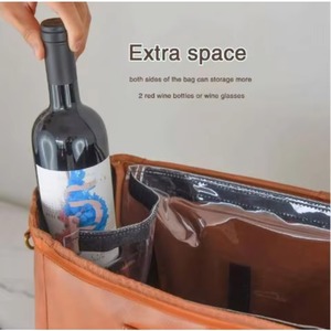 Bolsa de transporte de botellas de yute para 6 botellas de vino o cerveza, impermeable, de cuero PU, para pícnic al aire libre, muestra gratuita. - Product Image 4
