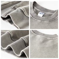 Sweatshirt Crewneck Pria Terry 420 Gsm Berkualitas Tinggi dengan Cetakan Kustom Streetwear, Logo Bordir Kustom, dan Efek Acid Wash