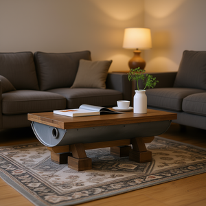 Industrial Wood Coffee <b>Table</b> 35.43 X 19.69 X 13.78 Inches Handmade Modern Living Room Furniture - Product Image 2