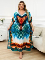Robe longue bohème ample pour femme grande taille, imprimé papillon, col en V, manches chauve-souris, style caftan, paréo de plage, tenue de villégiature
