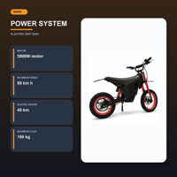 Moto tout-terrain électrique 3000W, batterie 48V 30Ah, autonomie 45KM, vitesse 55KMH, pneus tout-terrain 14 pouces, frein hydraulique, entrepôt Europe