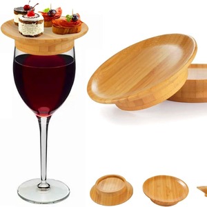 Tabla de charcutería de madera para copas de vino, redonda, reutilizable, para fiestas - Product Image 1