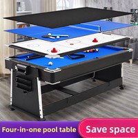 Table de billard multifonctionnelle 4-en-1 de style américain, noire, avec plateau haute densité en pure laine, convertible 2,1x1,1m, pour usage domestique intérieur