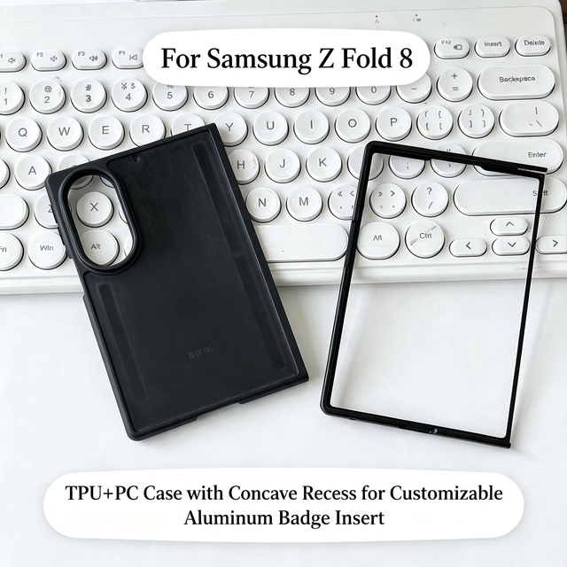 2-in-1 TPU PC Hybrid Phone Case for Z Fold 8 Customizable Aluminum Plate Insert Shockproof Anti-Slip Grip Durable Slim Fit