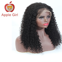 Perruques cheveux humains Remy Lace Front Perruque cheveux vierges pré-plumés à cuticules alignées Perruque pour femmes indiennes noires 13*4 Kinky Curly