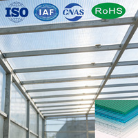 Plaque alvéolaire en polycarbonate transparent de 6 mm d'épaisseur avec revêtement UV pour panneaux de toiture de serres, parcs et entrepôts