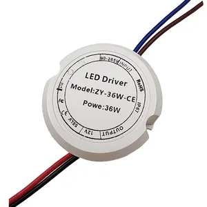 2024 Hot sale 12v36w Round plastic rubber shell led power supply with IP67 AC90-265 led driver