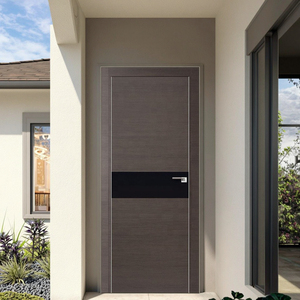 Porte d'entrée intérieure moderne en bois Conception graphique moulée en mélamine noire affleurante Panneau de toilette en peau graphique à balançoire plaqué <span class=keywords><strong>platine</strong></span> - Product Image 6