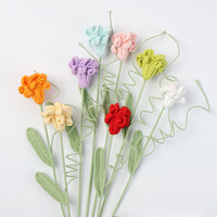 Ornement floral en crochet multicolore à tête unique, motif fleur de narcisse tricotée en laine, branche et feuille, vente en gros, populaire