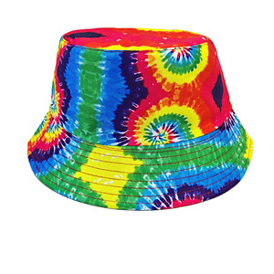 Cappello da Pescatore Tie-Dye con Nuvole, Design Reversibile, Unisex, Protezione Solare per Esterni, Versatile, Pieghevole, Stampa, in Poliestere - Product Image 3