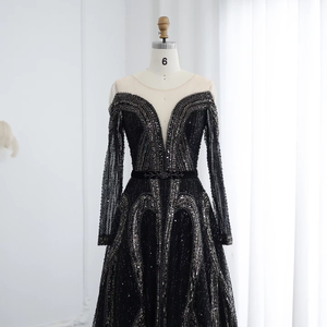 Jancember LSZ040 Robes de soirée de bal à paillettes noires élégantes pour femmes - Product Image 2