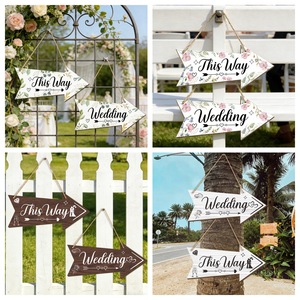 Décorations de mariage rustiques vintage, panneaux directionnels en bois pour mariage - Product Image 2
