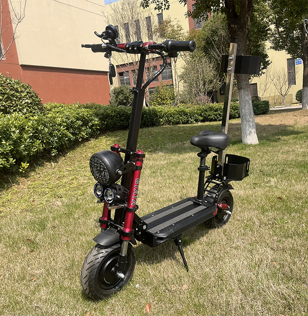 11-Inch Dual Shock Absorber Electric Scooter - Double Headlights & Off-Road Wide Tires, Dual Motor Folding E-Scooter for Adults