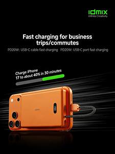 Batterie externe magnétique sans fil IDMIX 15W 10000mAh avec câble intégré pour iPhone 16/17 Series – Pack de batterie portable - Product Image 6