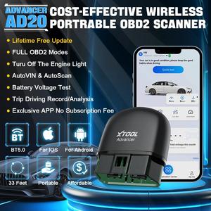 Mise à jour gratuite à vie XTOOL AD20 Advancer OBD2 Lecteur de code <span class=keywords><strong>Scanner</strong></span> Outils de diagnostic de moteur de voiture Outil de <span class=keywords><strong>scanner</strong></span> de contrôle d'<span class=keywords><strong>application</strong></span> <span class=keywords><strong>Android</strong></span> - Product Image 5