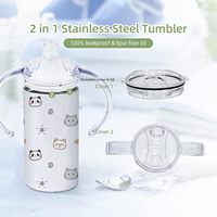 Gobelet isotherme en acier inoxydable pour enfants de 12 oz avec 2 couvercles, poignées fines incassables, sans BPA, respectueux de l'environnement